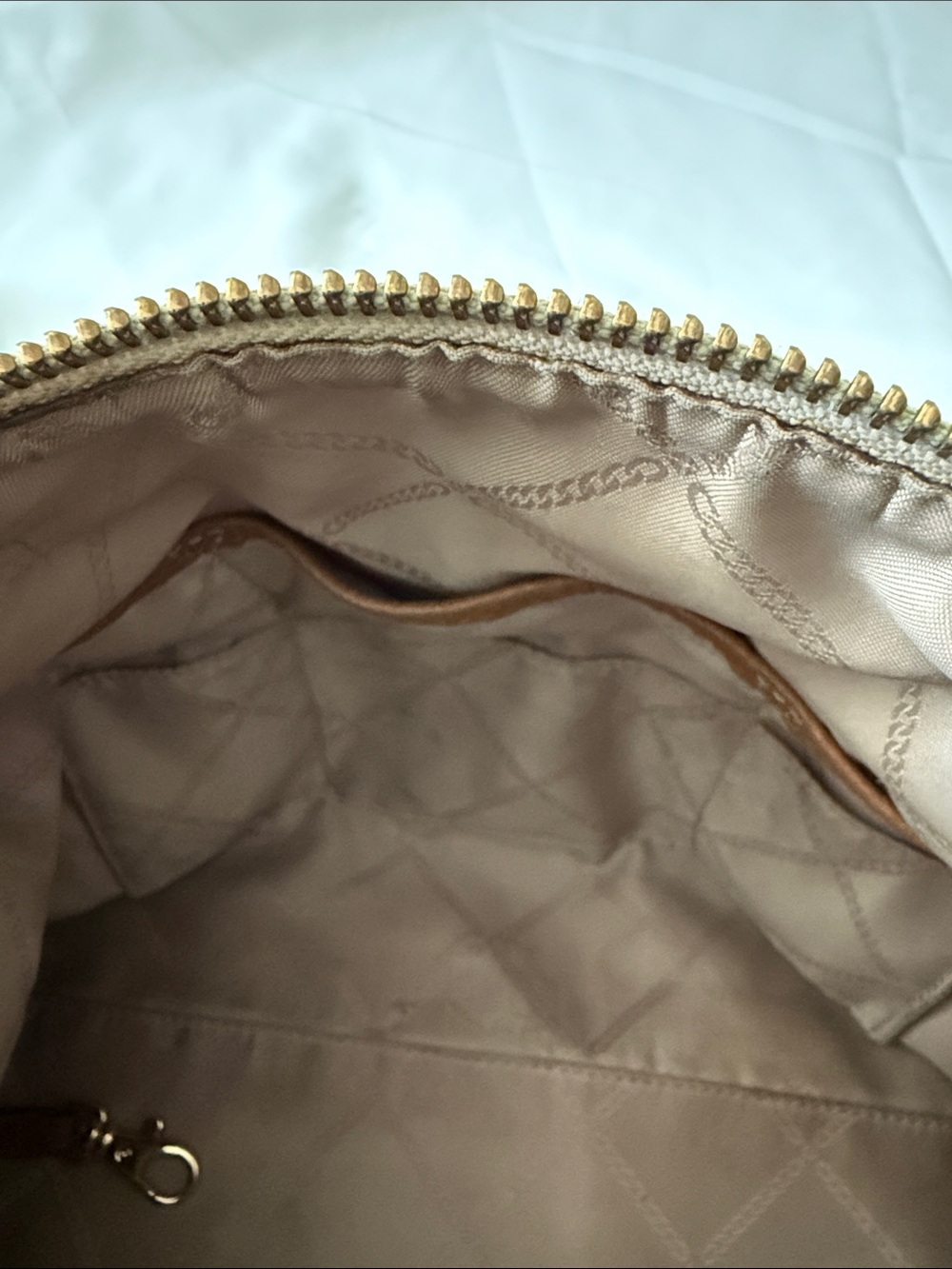 Michael Kors Cream Signature Canvas Hobo with Tan Leather Trim - Picture 11 of 12